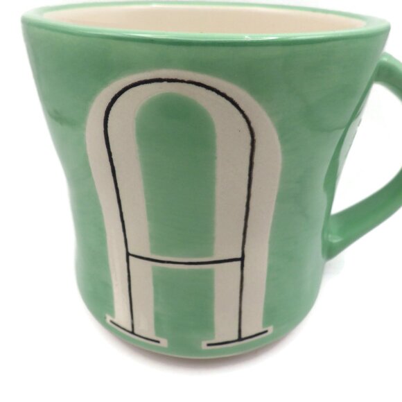 Anthropologie Hand Painted "A" Mug/ Mint Green - Picture 5 of 5